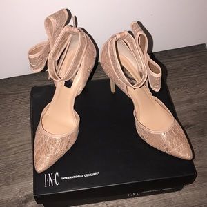 INC NUDE LACE HEELS